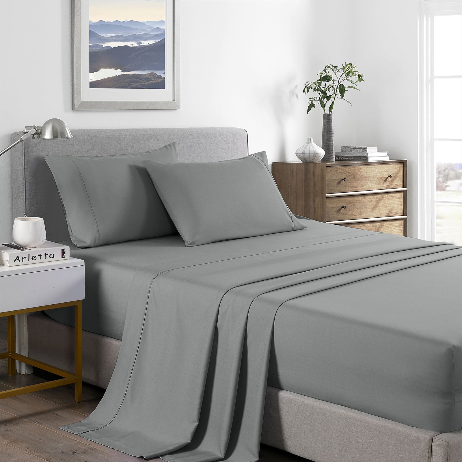 Royal Comfort 2000 Thread Count Bamboo Cooling Sheet Set Ultra Soft Bedding - Single - Mid Grey from Deals499 at Deals499