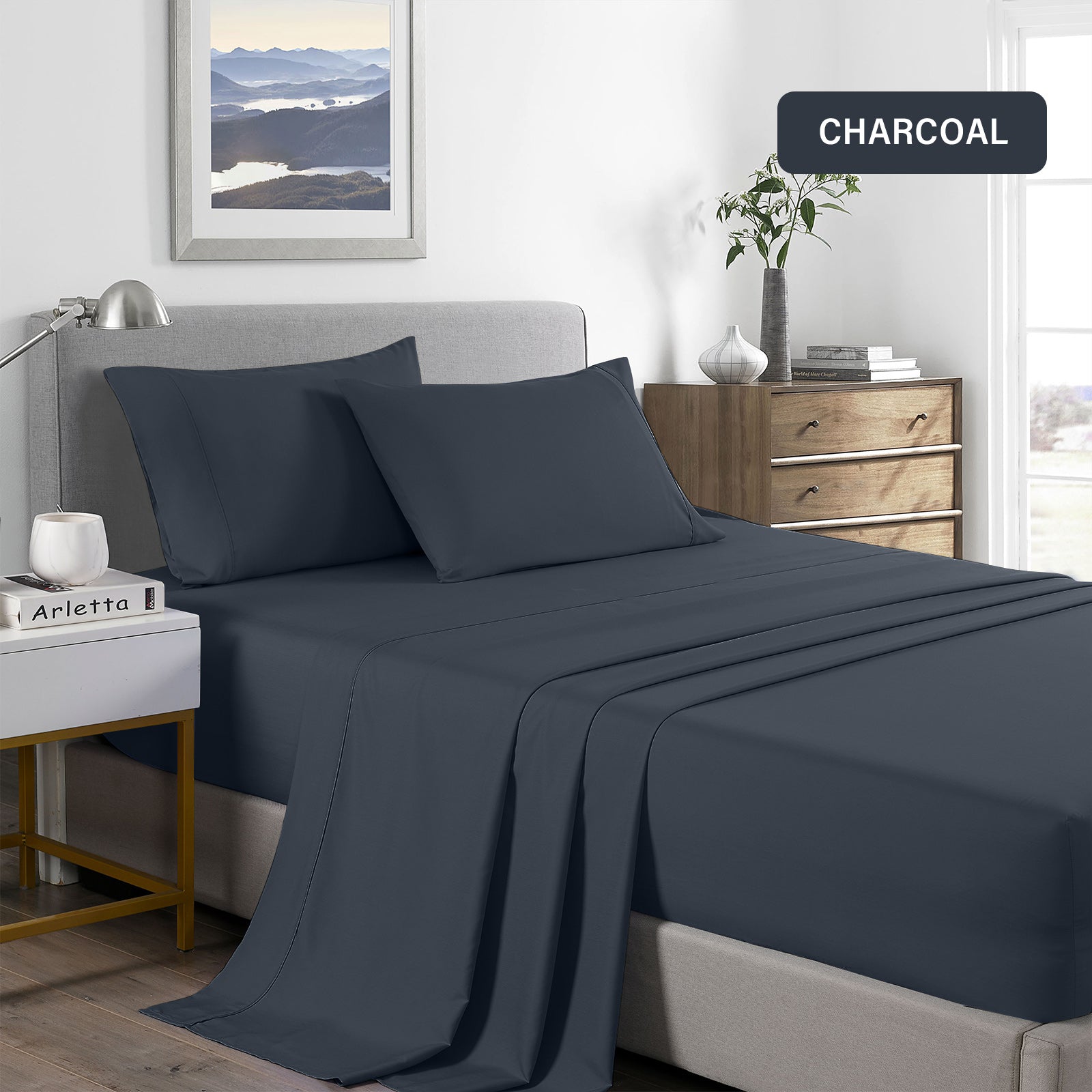 Royal Comfort 2000 Thread Count Bamboo Cooling Sheet Set Ultra Soft Bedding - Single - Charcoal from Deals499 at Deals499