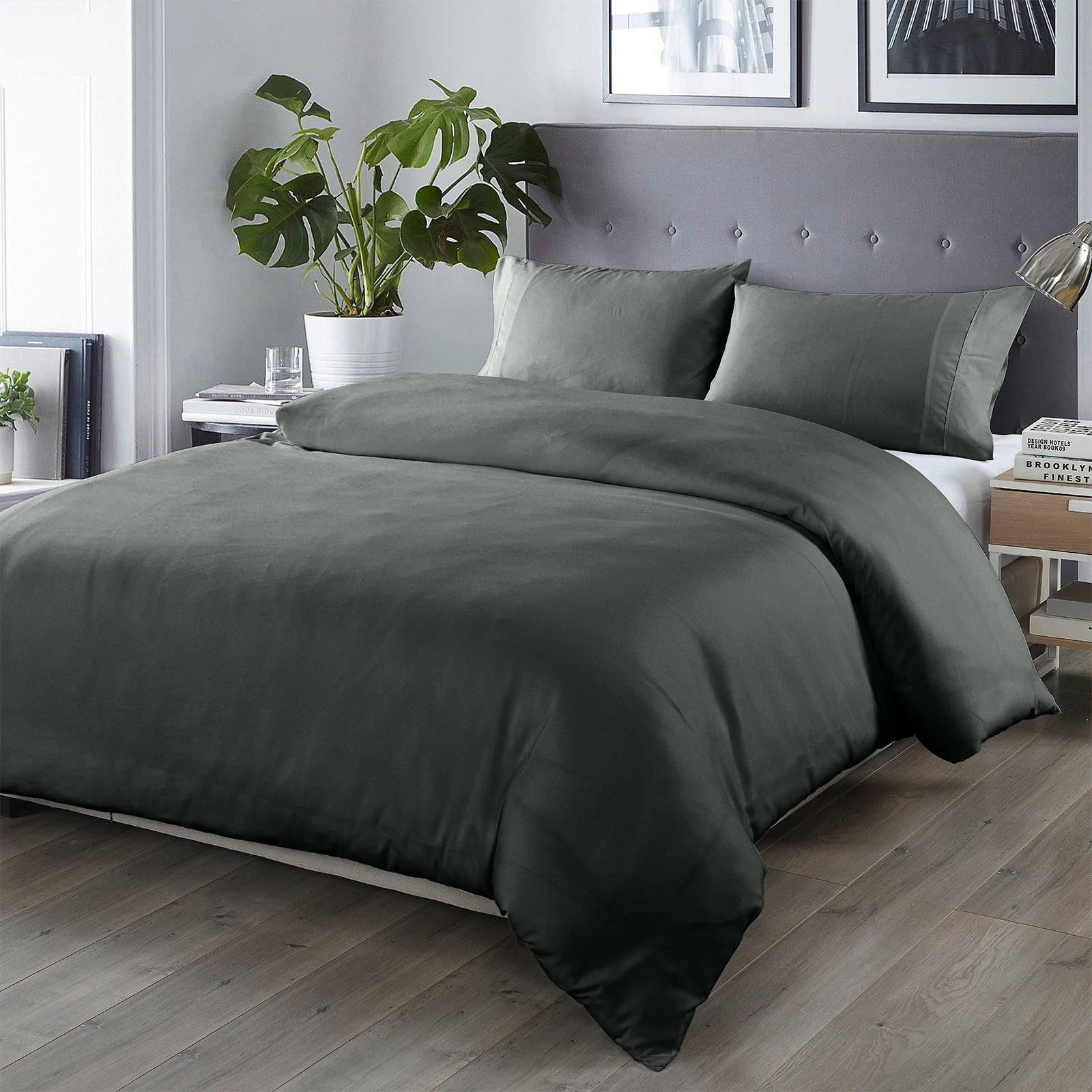 Royal Comfort Bamboo Blended Quilt Cover Set 1000TC Ultra Soft Luxury Bedding Queen Charcoal Deals499