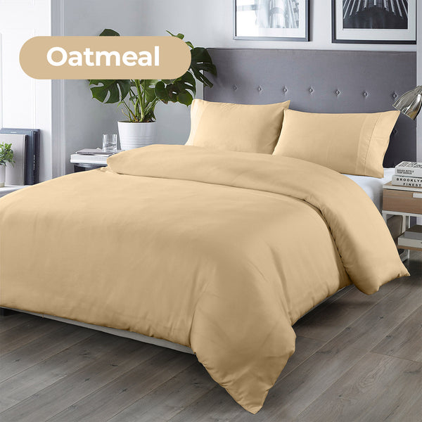 Royal Comfort Bamboo Blended Quilt Cover Set 1000TC Ultra Soft Luxury Bedding - Queen - Oatmeal from Deals499 at Deals499