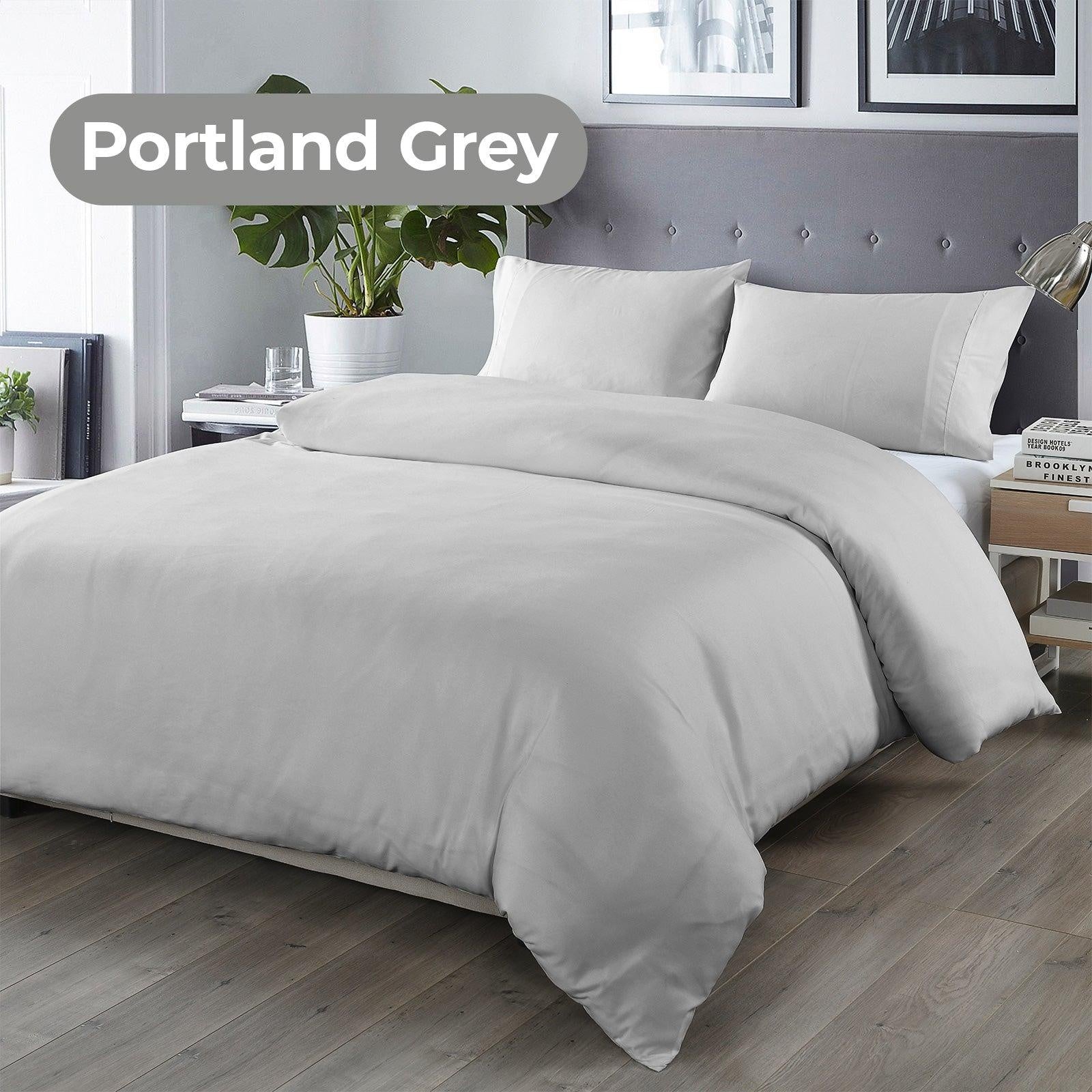 Royal Comfort Bamboo Blended Quilt Cover Set 1000TC Ultra Soft Luxury Bedding King Portland Grey Deals499