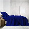 Royal Comfort Vintage Washed 100% Cotton Sheet Set Fitted Flat Sheet Pillowcases Single Royal Blue Deals499