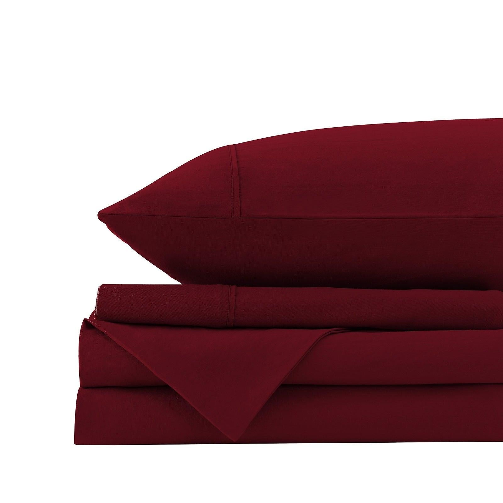 Royal Comfort Vintage Washed 100% Cotton Sheet Set Fitted Flat Sheet Pillowcases Double Mulled Wine Deals499