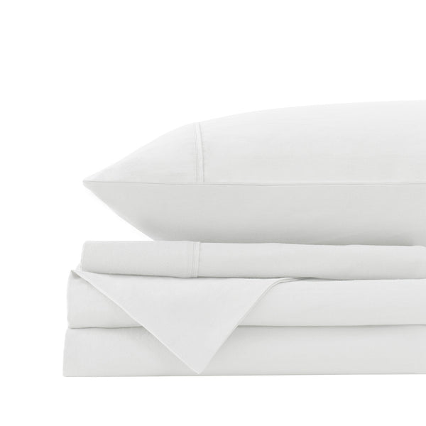 Royal Comfort Vintage Washed 100% Cotton Sheet Set Fitted Flat Sheet Pillowcases Queen White Deals499