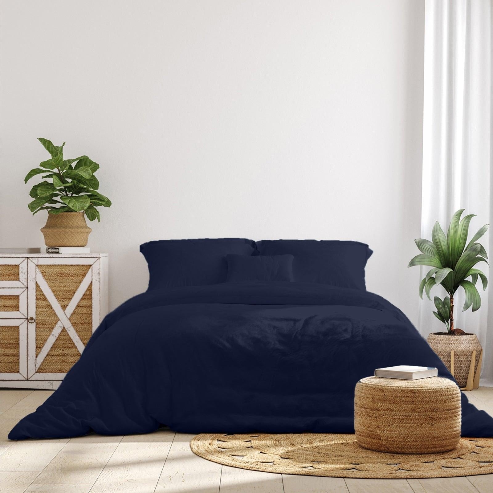 Royal Comfort 1000 Thread Count Bamboo Cotton Sheet and Quilt Cover Complete Set King Royal Blue Deals499