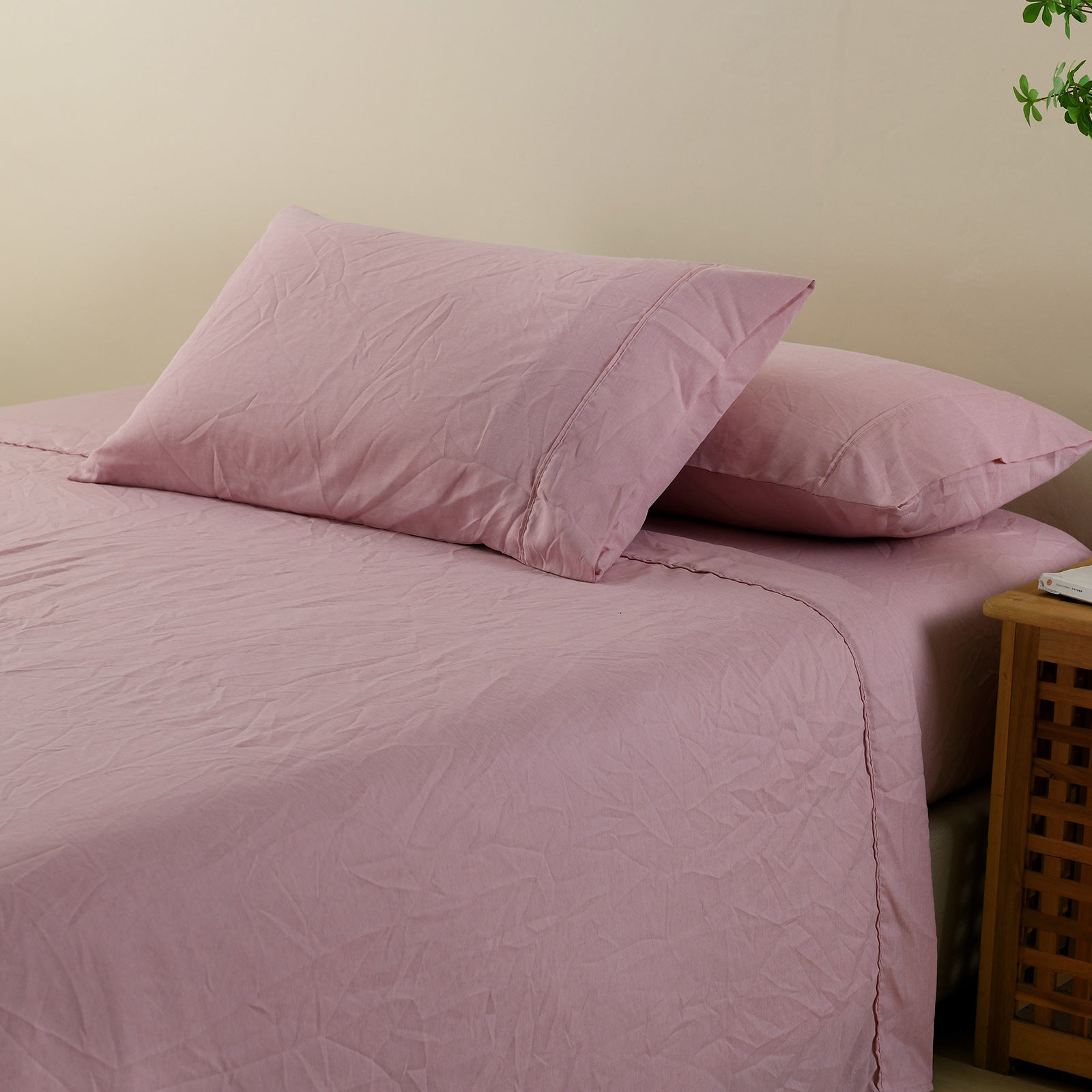 Royal Comfort Flax Linen Blend Sheet Set Bedding Luxury Breathable Ultra Soft - King - Mauve from Deals499 at Deals499