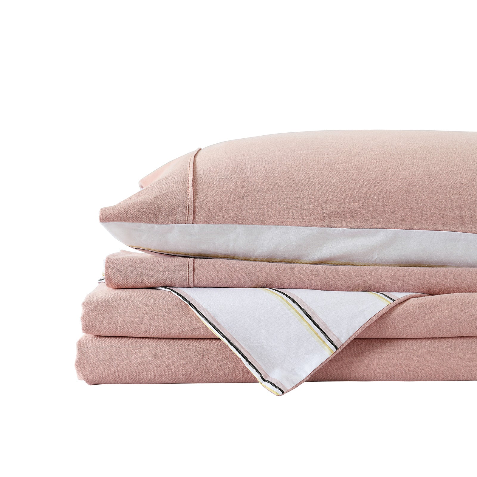 Royal Comfort Hemp Braid Cotton Blend Quilt Cover Set Reverse Stripe Bedding - Queen - Dusk Pink from Deals499 at Deals499