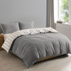 Royal Comfort Hemp Braid Cotton Blend Quilt Cover Set Reverse Stripe Bedding Light Grey Queen Deals499