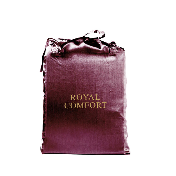 Royal Comfort Satin Sheet Set 3 Piece Fitted Sheet Pillowcase Soft  - Queen - Malaga Wine Deals499