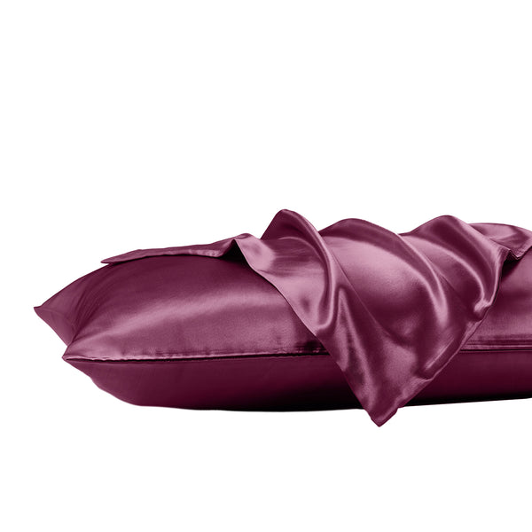 Royal Comfort Satin Sheet Set 3 Piece Fitted Sheet Pillowcase Soft  - Queen - Malaga Wine Deals499