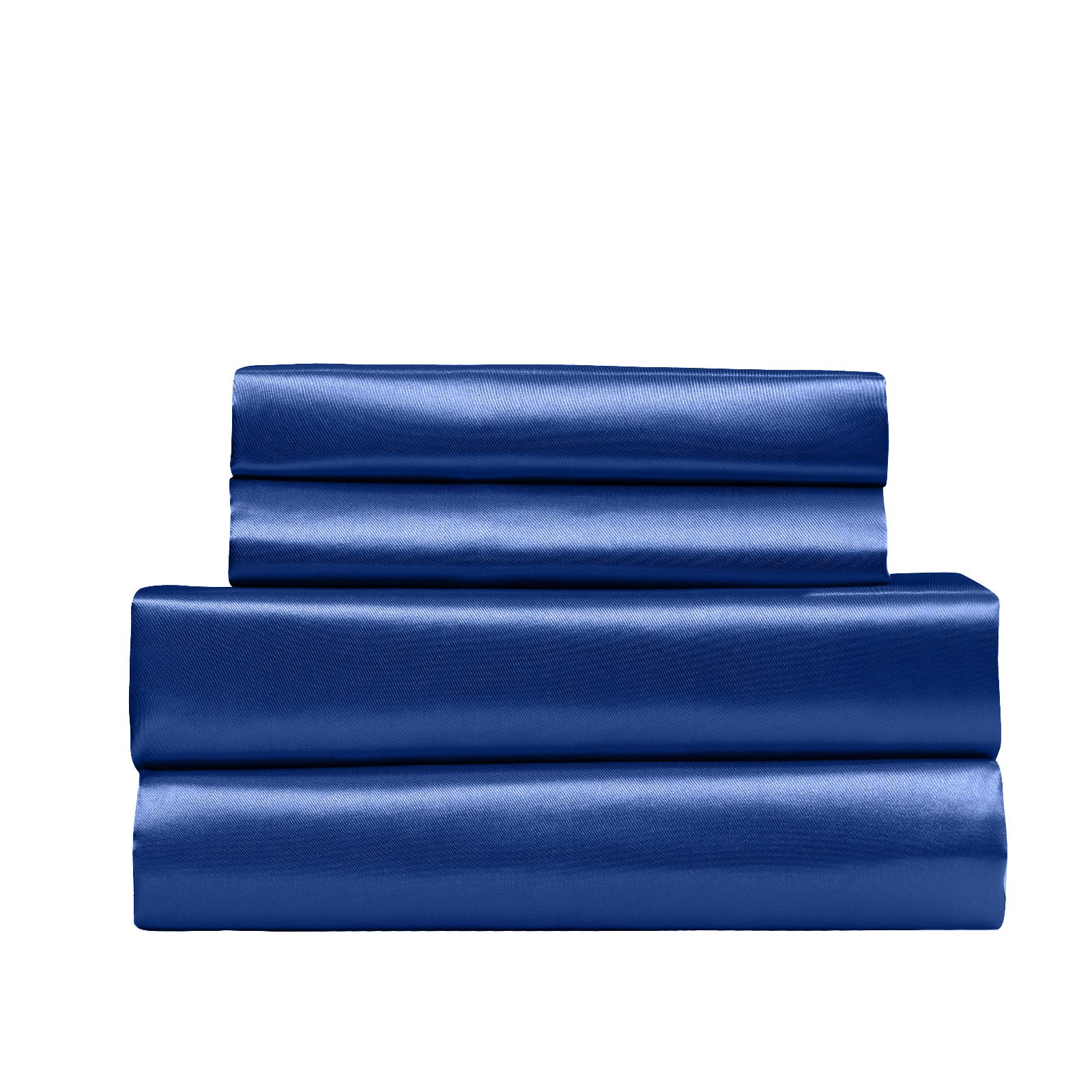 Royal Comfort Satin Sheet Set 4 Piece Fitted Flat Sheet Pillowcases  - King - Navy Blue Deals499