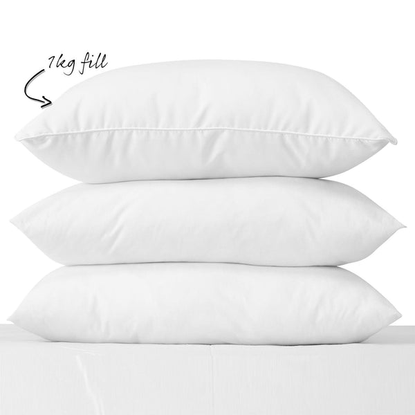 Royal Comfort Goose Down Feather Pillows 1000GSM 100% Cotton Cover - Twin Pack 50 x 75 cm White Deals499