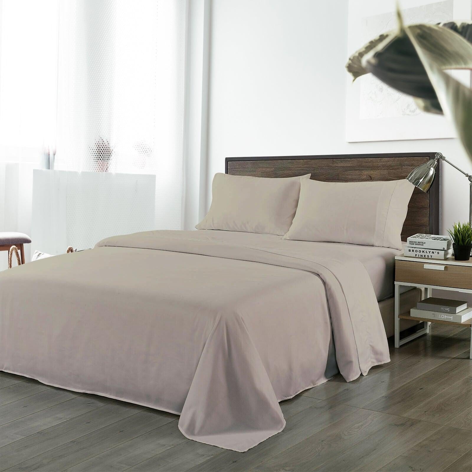 Royal Comfort Bamboo Blended Sheet & Pillowcases Set 1000TC Ultra Soft Bedding Double Warm Grey Deals499