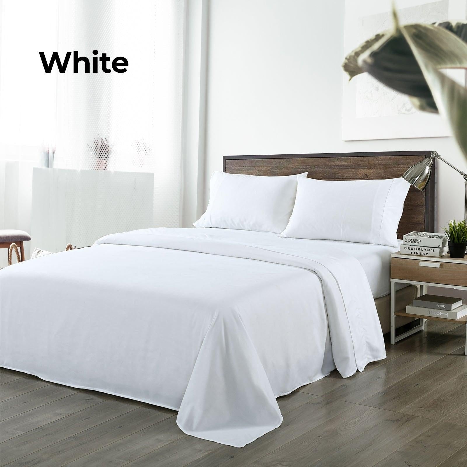 Royal Comfort Bamboo Blended Sheet & Pillowcases Set 1000TC Ultra Soft Bedding Queen White Deals499