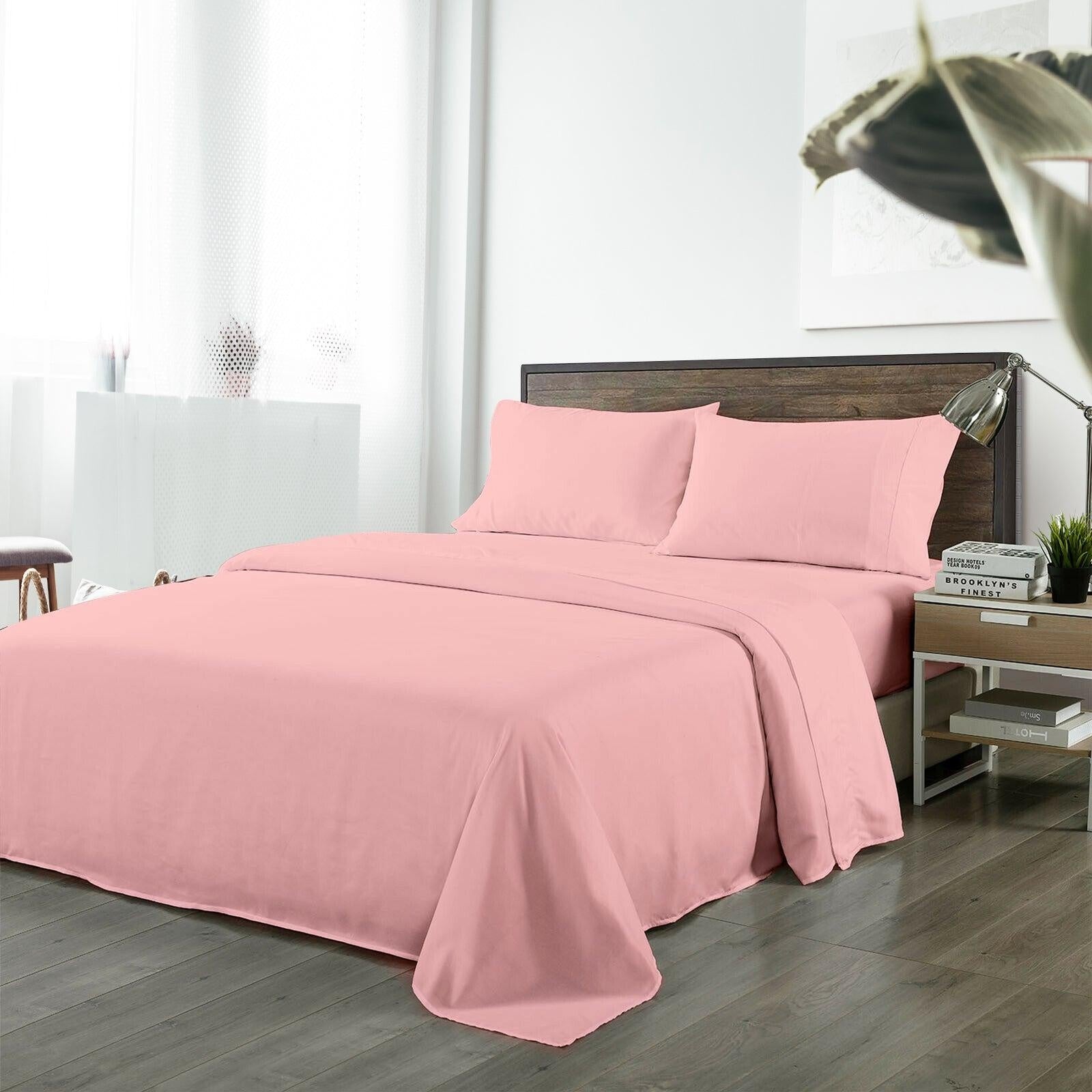 Royal Comfort Bamboo Blended Sheet & Pillowcases Set 1000TC Ultra Soft Bedding King Blush Deals499