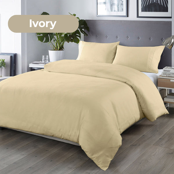 Royal Comfort Bamboo Blended Quilt Cover Set 1000TC Ultra Soft Luxury Bedding - Queen - Ivory from Deals499 at Deals499