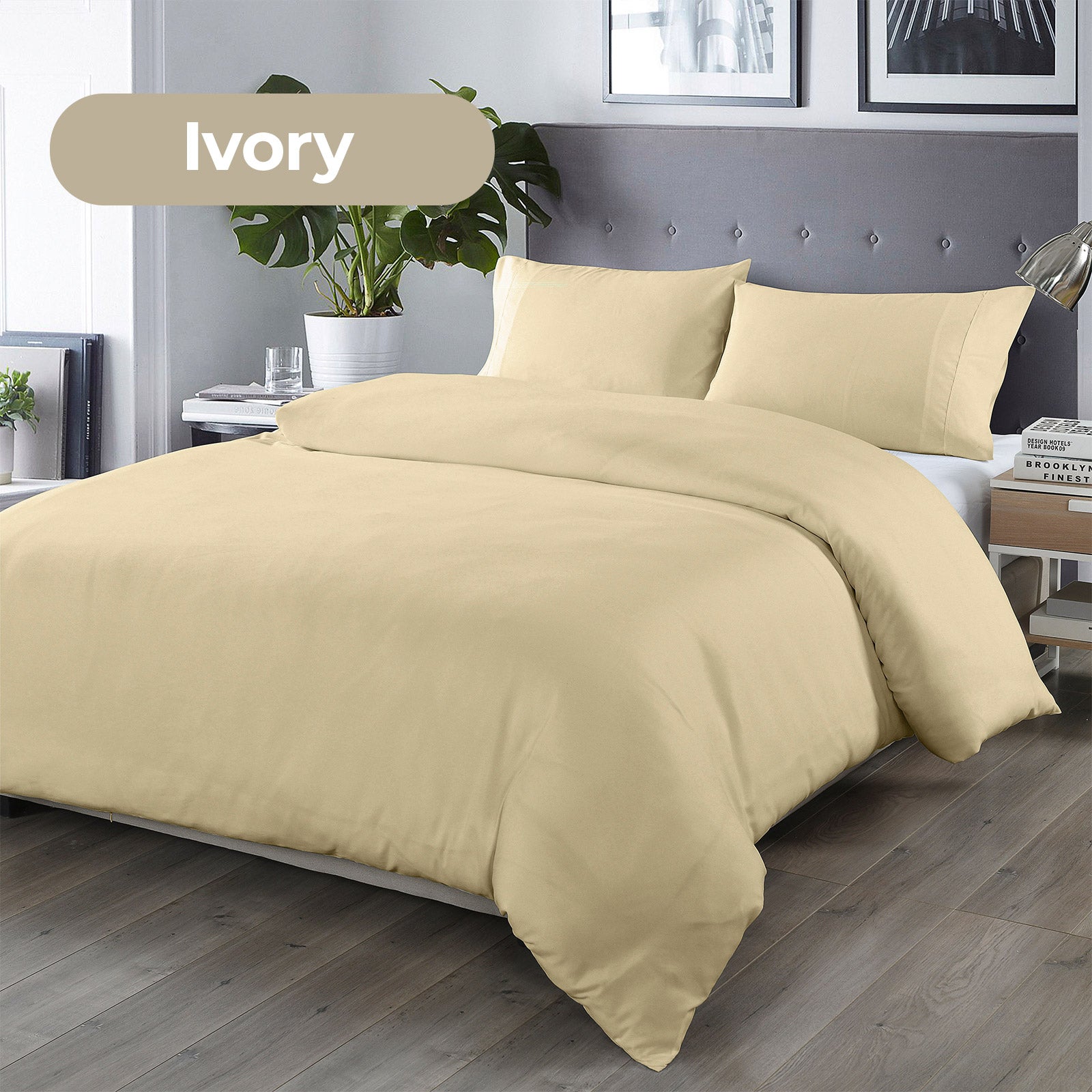 Royal Comfort Bamboo Blended Quilt Cover Set 1000TC Ultra Soft Luxury Bedding King Ivory Deals499