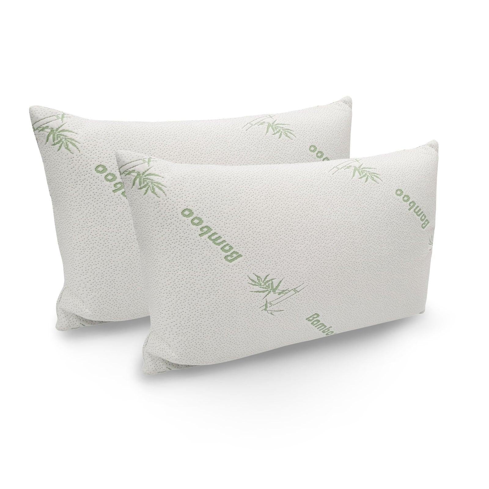 Memory Foam Pillow Bamboo Covered Ultra Soft Hypoallergenic Removable Zip Cover 56 x 36 x 10 cm White, Green Deals499