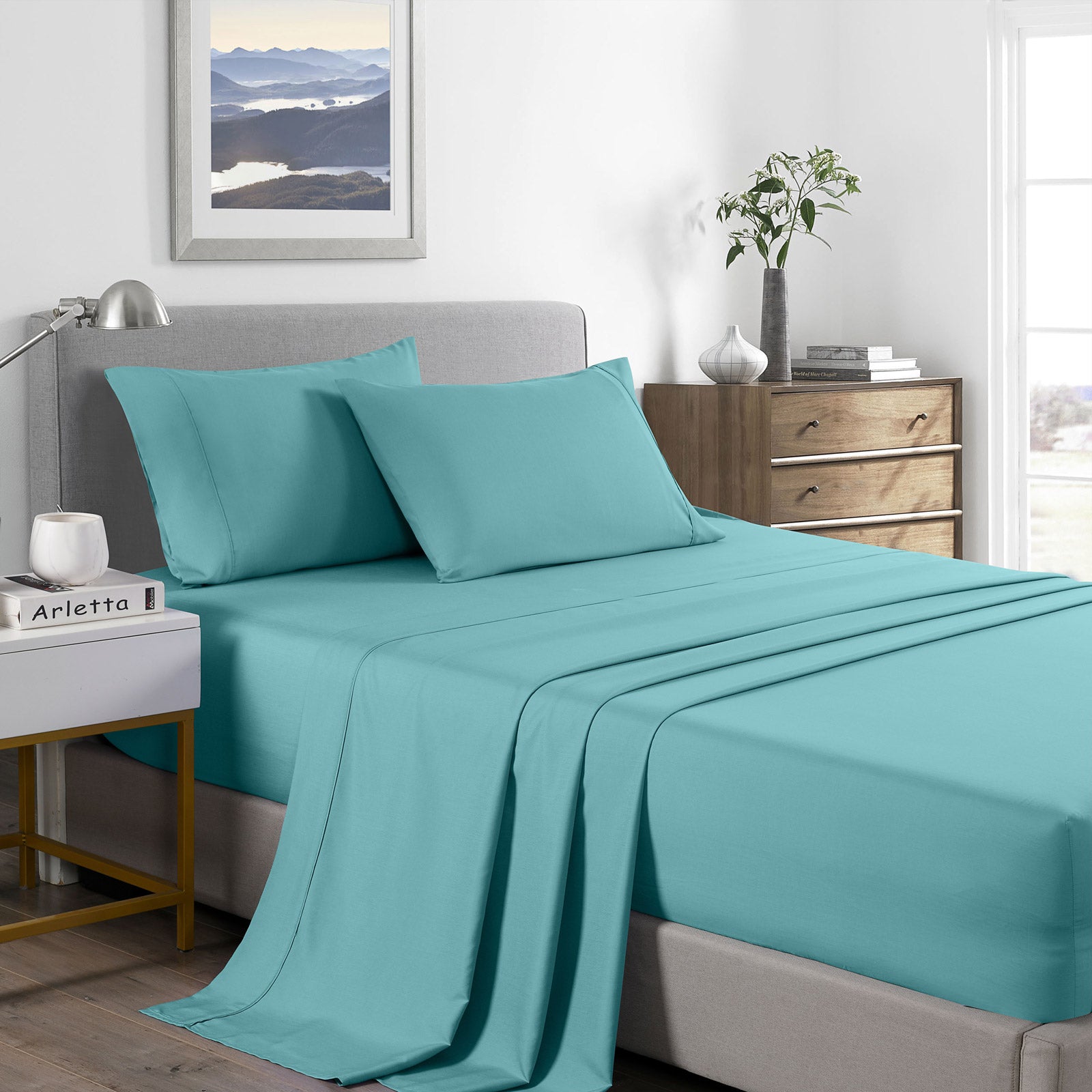 Royal Comfort 2000 Thread Count Bamboo Cooling Sheet Set Ultra Soft Bedding - Double - Aqua from Deals499 at Deals499