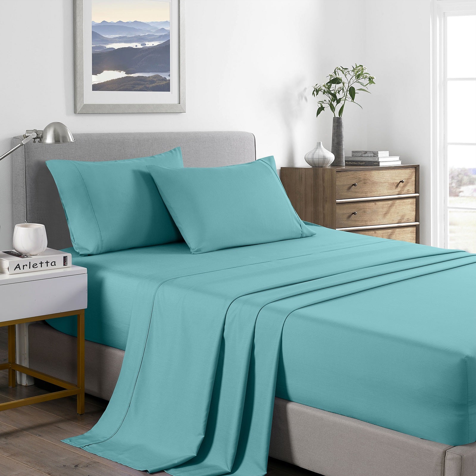 Royal Comfort 2000 Thread Count Bamboo Cooling Sheet Set Ultra Soft Bedding - Queen - Aqua from Deals499 at Deals499