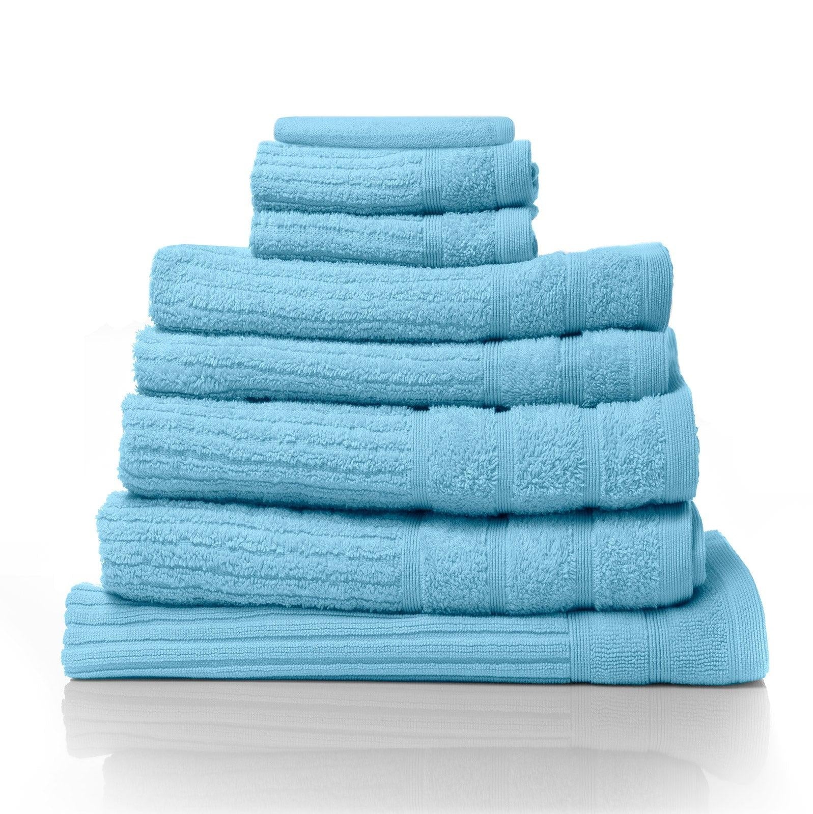 Royal Comfort Eden Egyptian Cotton 600GSM 8 Piece Luxury Bath Towels Set Aqua Deals499