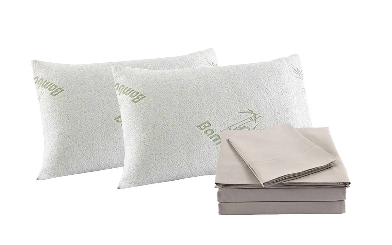 Royal Comfort Bamboo Blend Sheet Set 1000TC and Bamboo Pillows 2 Pack Ultra Soft - King - Warm Grey from Deals499 at Deals499