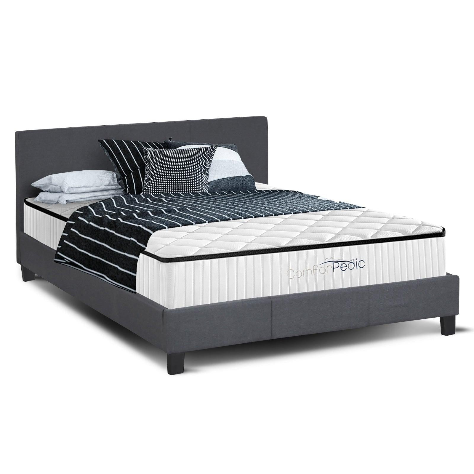 Azure Bed Frame + Comforpedic Mattress 250GSM Bamboo Quilt Package Deal Set King Deals499