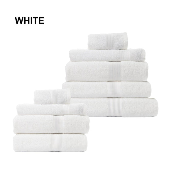 Royal Comfort 9 Piece Cotton Bamboo Towel Bundle Set 450GSM Luxurious Absorbent White Deals499