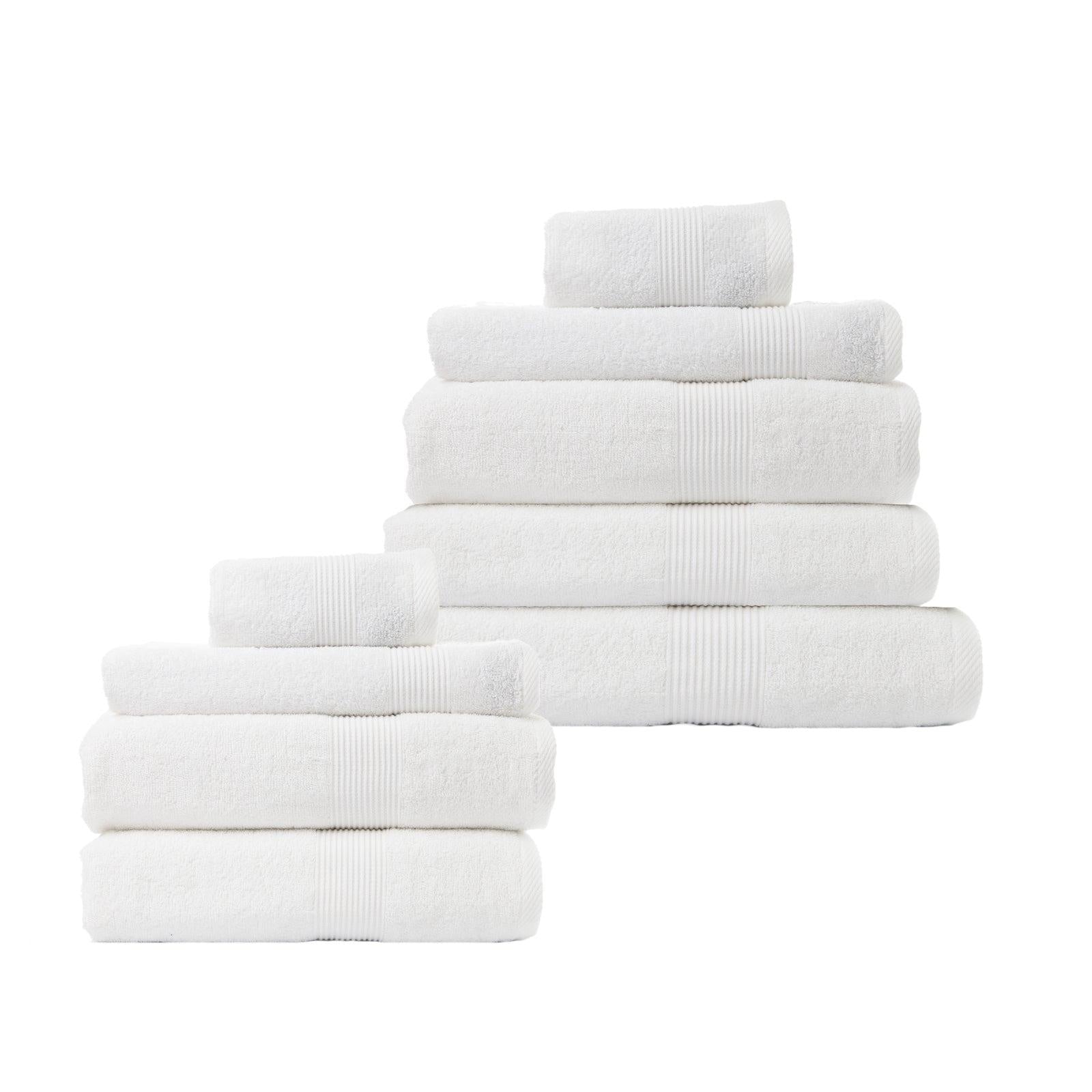 Royal Comfort 9 Piece Cotton Bamboo Towel Bundle Set 450GSM Luxurious Absorbent White Deals499