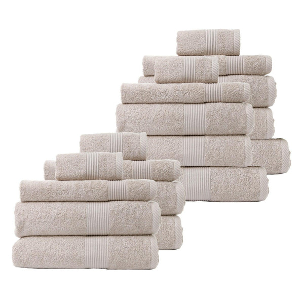 Royal Comfort 18 Piece Cotton Bamboo Towel Bundle Set 450GSM Luxurious Absorbent Beige Deals499