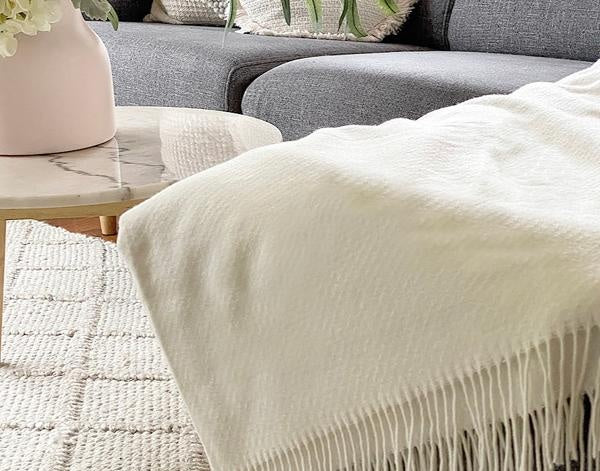 Chiswick Throw - Merino Wool/Cashmere - Ivory Deals499