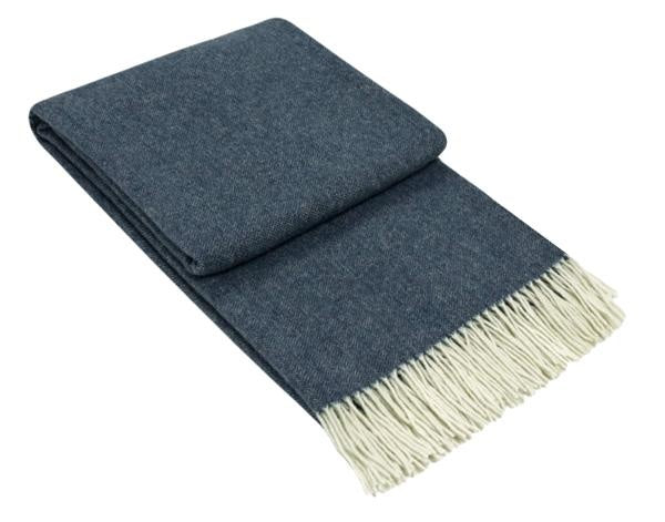 Kensington Throw - 10% Cashmere/ 90% Super Fine Merino Wool - Navy Deals499