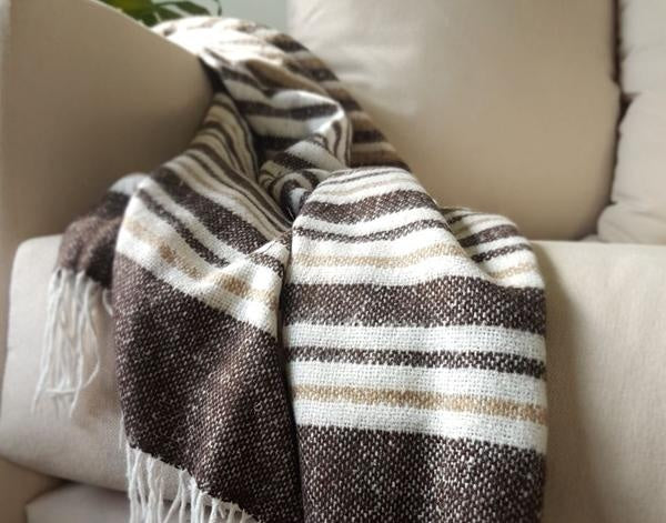 Richmond Throw - Reclaimed Wool Blend - Tan Deals499