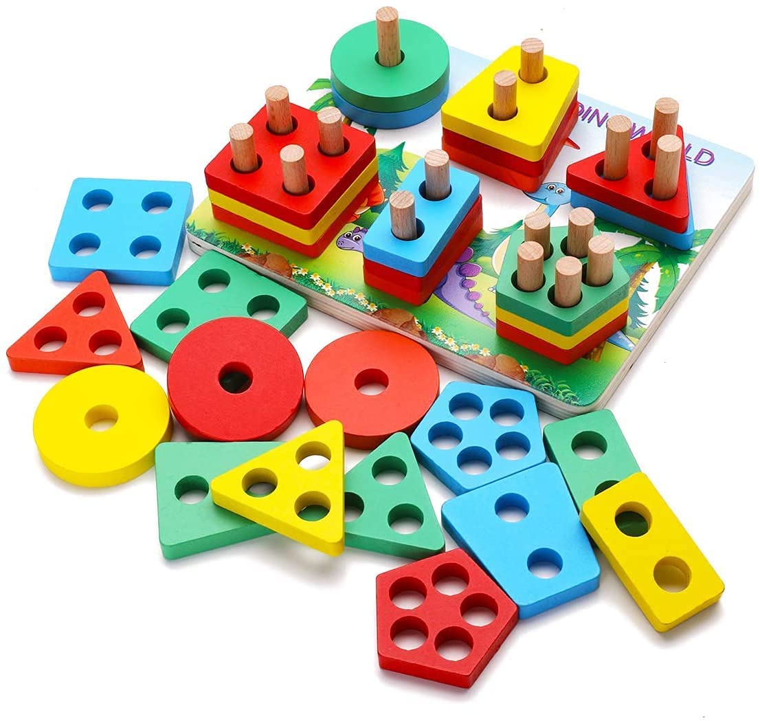 Geometric Wooden Shape sorter Educational Preschool Toddler Toys for 3 to 5 Year Old for Kids Deals499