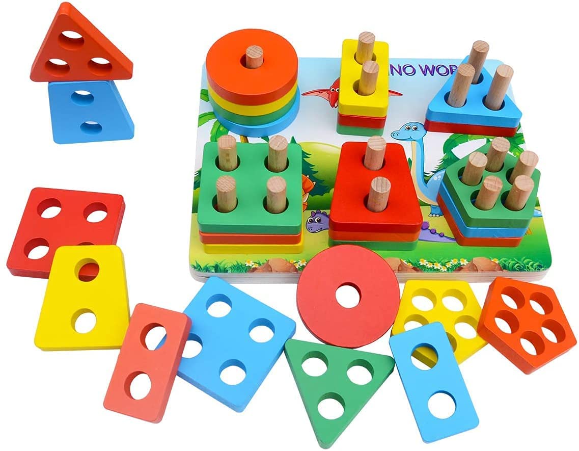 Geometric Wooden Shape sorter Educational Preschool Toddler Toys for 3 to 5 Year Old for Kids Deals499