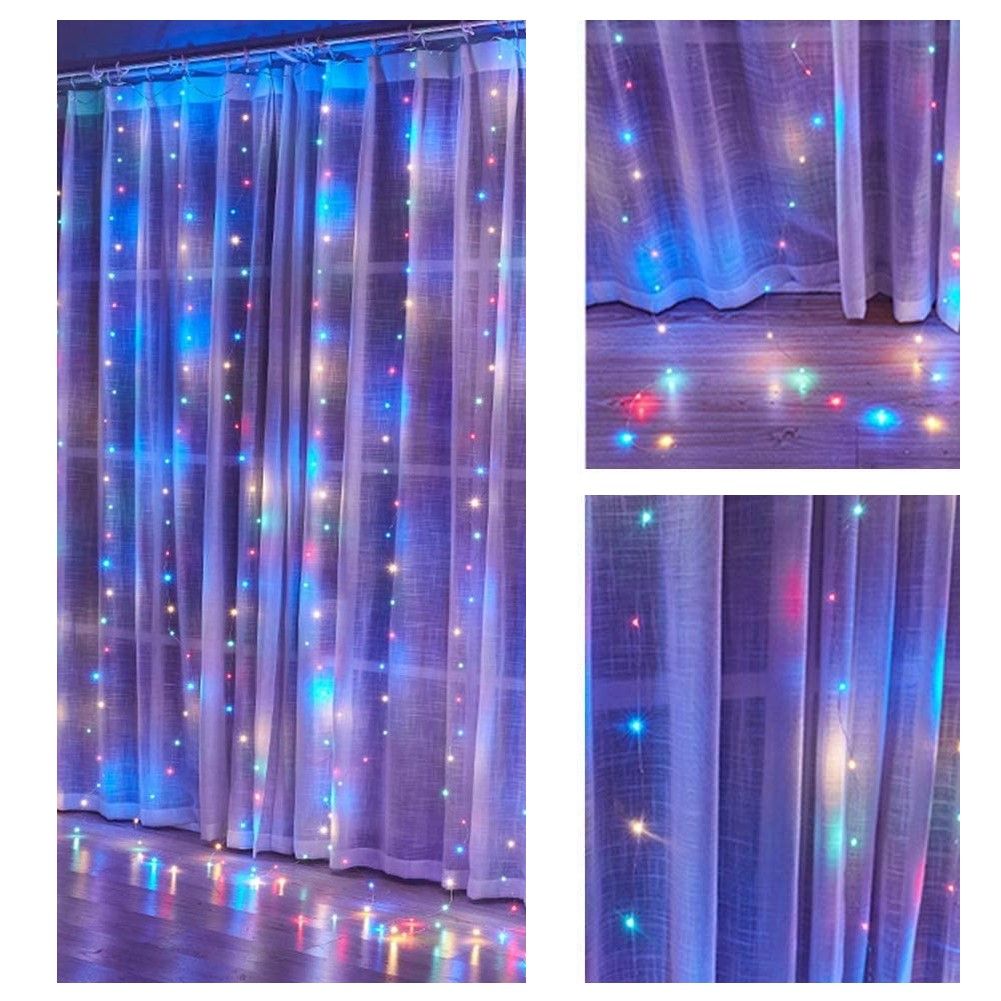 300 LEDs Window Curtain Fairy Lights 8 Modes and Remote Control for Bedroom (Multicolor, 300 x 300cm) Deals499