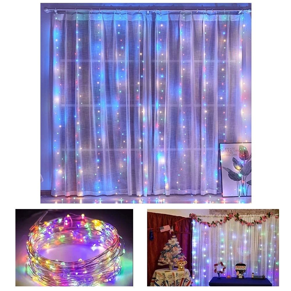 300 LEDs Window Curtain Fairy Lights 8 Modes and Remote Control for Bedroom (Multicolor, 300 x 300cm) Deals499