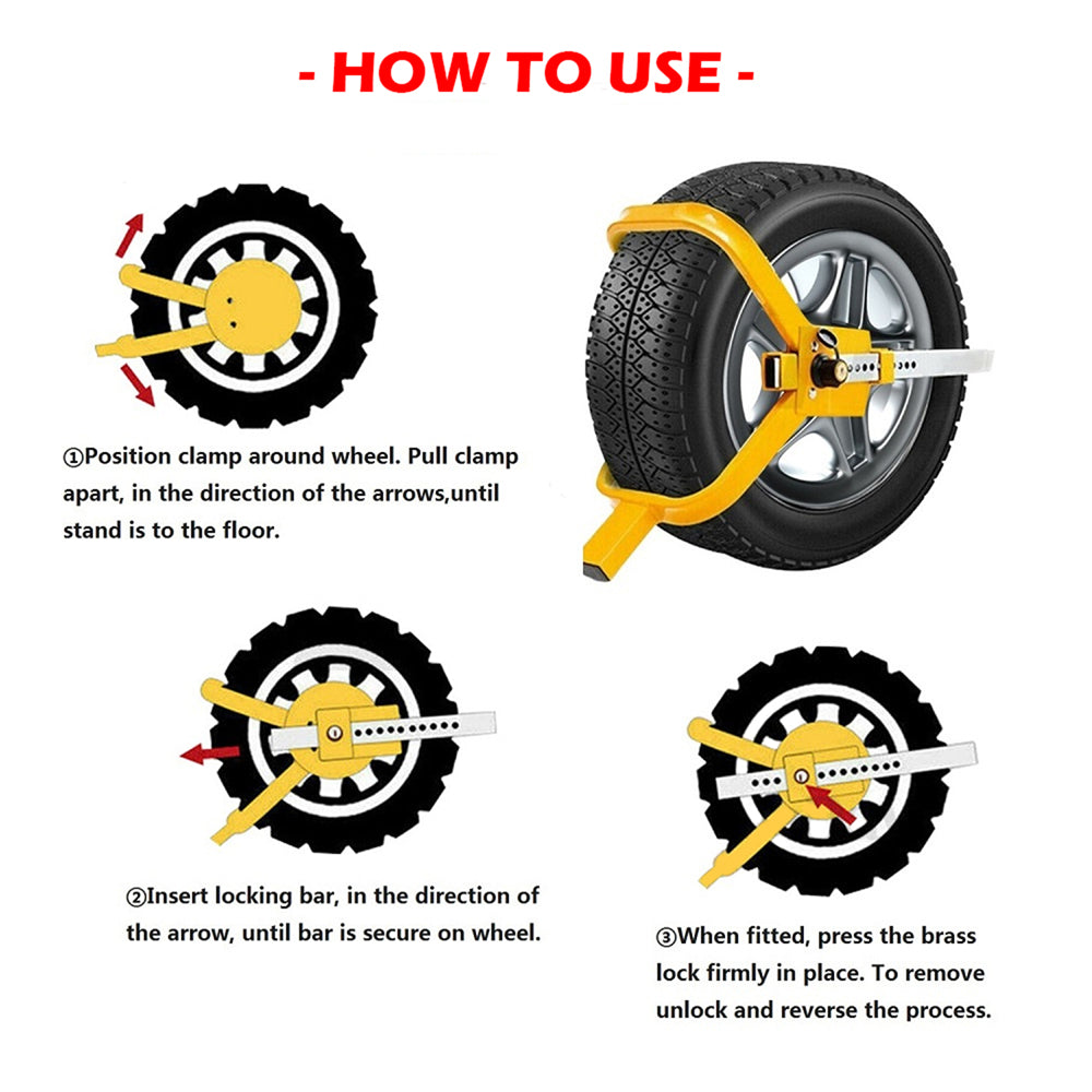 Heavy Duty Wheel Defender Lock Clamp Tyre Lock 13