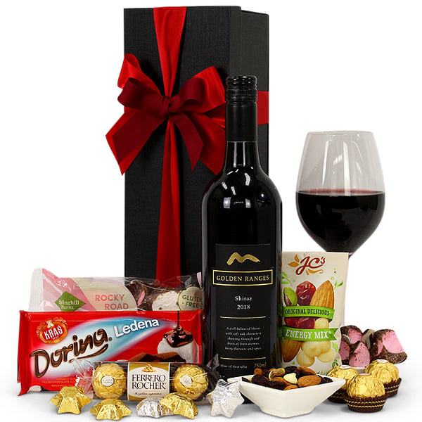 Wine & Chocolate Hamper (Shiraz) - Wine Party Gift Box Hamper for Birthdays, Graduations, Christmas, Easter, Holidays, Anniversaries, Weddings, Receptions, Office & College Parties Deals499