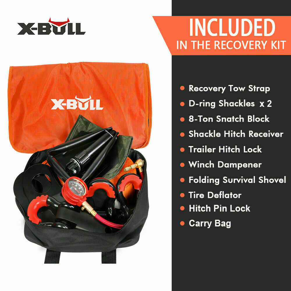 X-BULL Winch Recovery Kit 11PCS 4WD 4x4 Pack Off Road Snatch Strap Essential Deals499