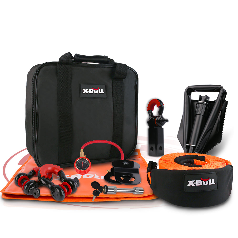 X-BULL Winch Recovery Kit 11PCS 4WD 4x4 Pack Off Road Snatch Strap Essential Deals499