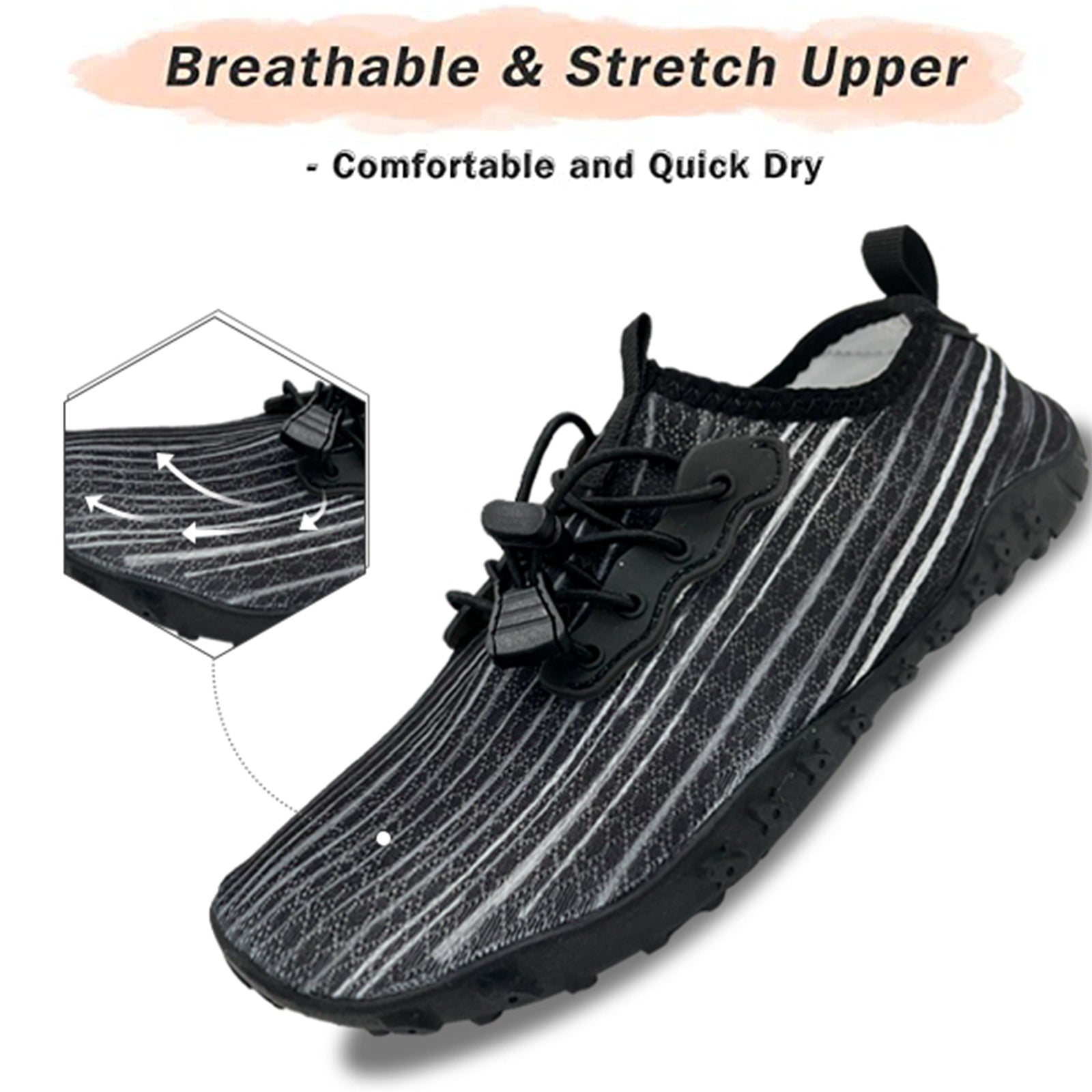 Water Shoes for Men and Women Soft Breathable Slip-on Aqua Shoes Aqua Socks for Swim Beach Pool Surf Yoga (Black Size US 6.5) from Deals499 at Deals499