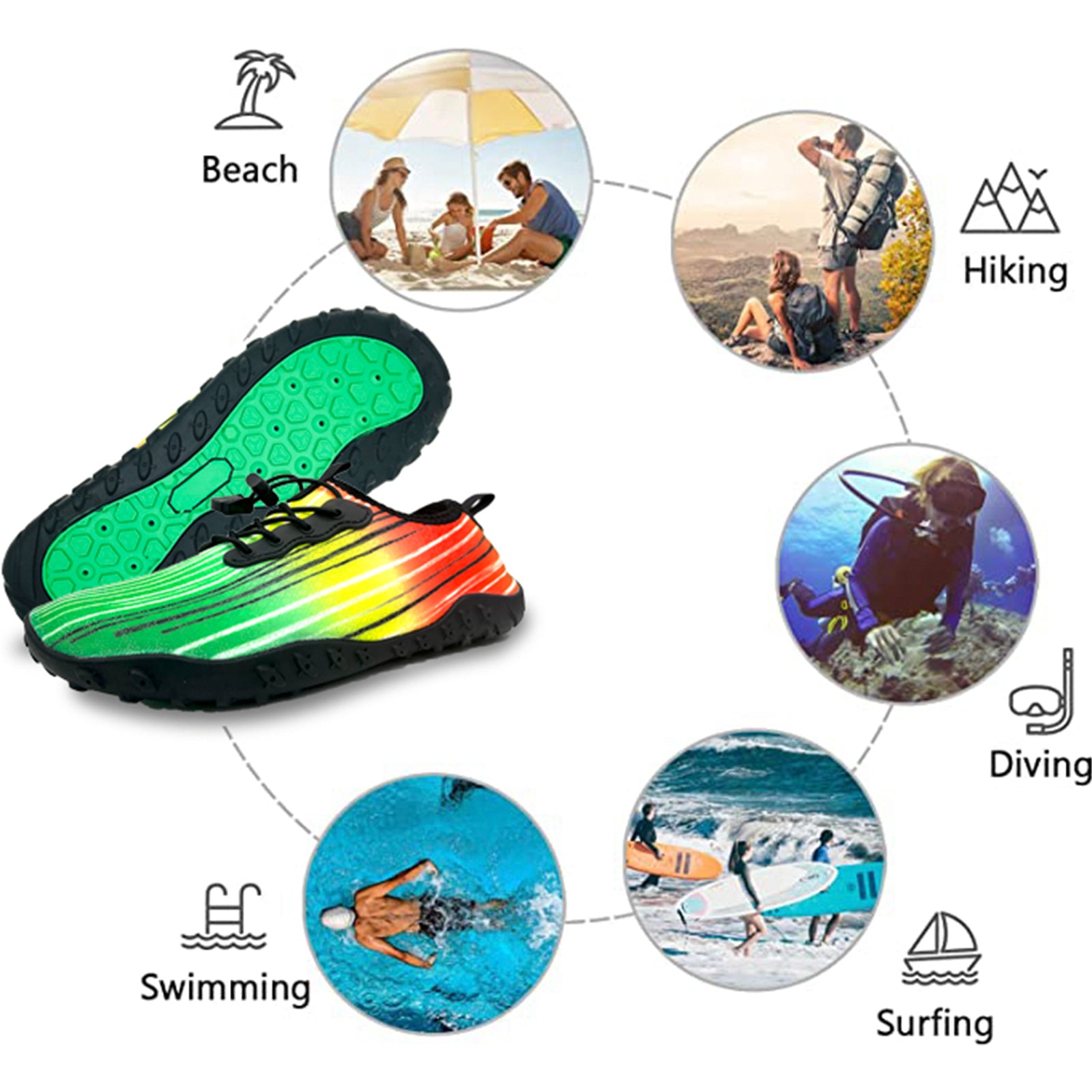 Water Shoes for Men and Women Soft Breathable Slip-on Aqua Shoes Aqua Socks for Swim Beach Pool Surf Yoga (Green Size US 12) from Deals499 at Deals499