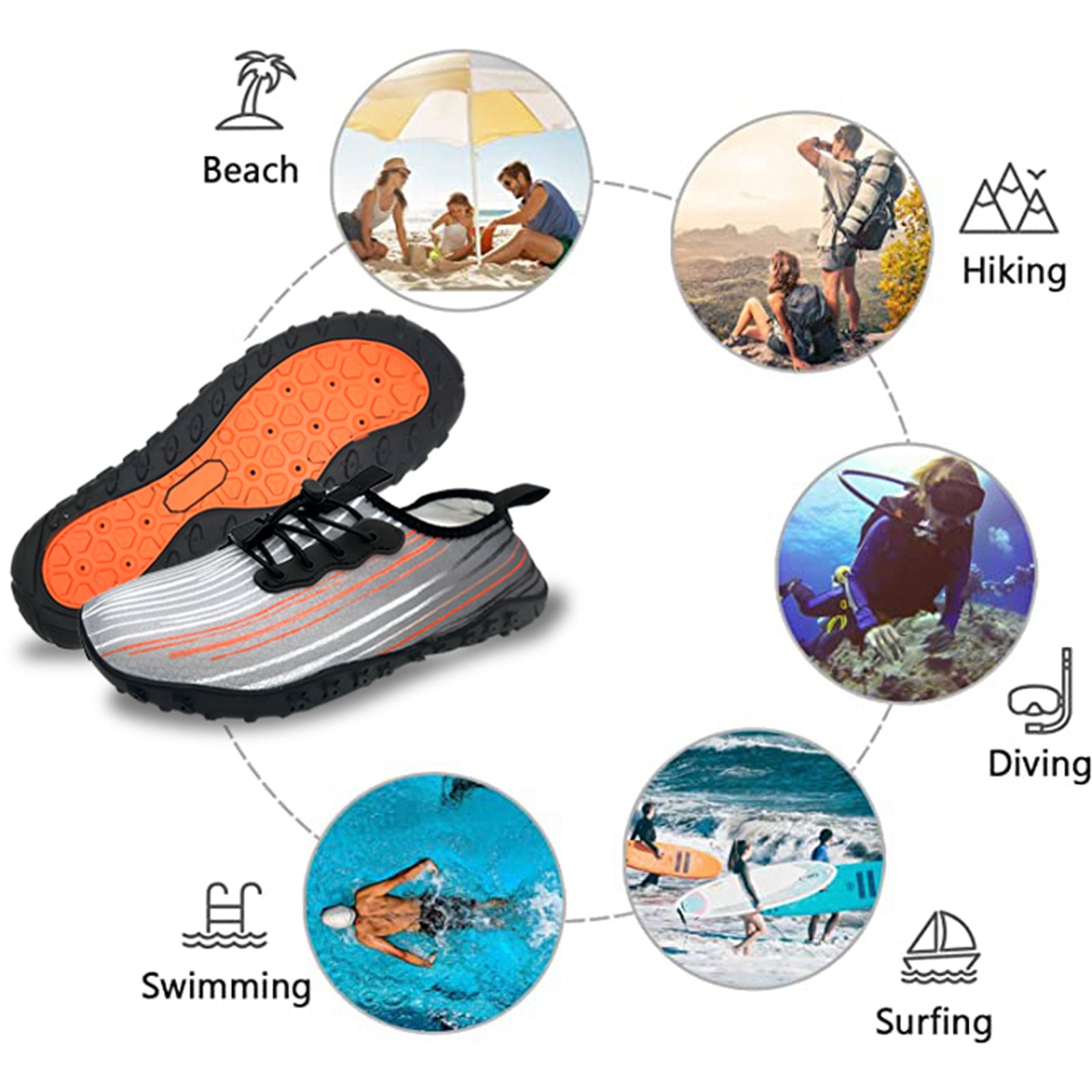 Water Shoes for Men and Women Soft Breathable Slip-on Aqua Shoes Aqua Socks for Swim Beach Pool Surf Yoga (Grey Size US 11) from Deals499 at Deals499