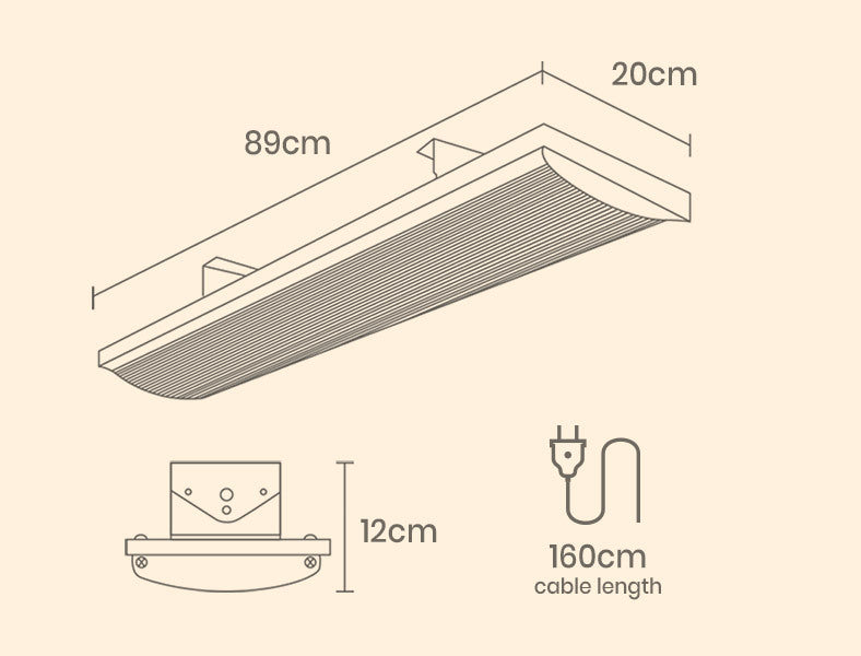 BIO 1800W Outdoor Strip Heater Electric Radiant Panel Bar Wall Ceiling Mounted Deals499