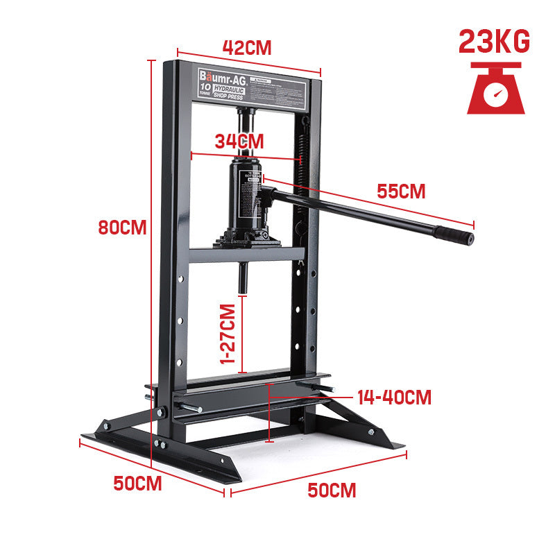 Baumr-AG 10 Tonne Hydraulic Shop Press Workshop Jack Bending Stand H-Frame Deals499