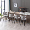 2x Swivel Bar Stools Tufted Counter Chairs with Stud Trim and Metal Base-Light Grey Deals499