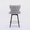 2x Swivel Bar Stools Tufted Counter Chairs with Stud Trim and Metal Base-Light Grey Deals499