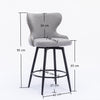 2x Swivel Bar Stools Tufted Counter Chairs with Stud Trim and Metal Base-Light Grey Deals499