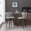 2x Swivel Bar Stools Tufted Counter Chairs with Stud Trim and Metal Base-Light Grey Deals499